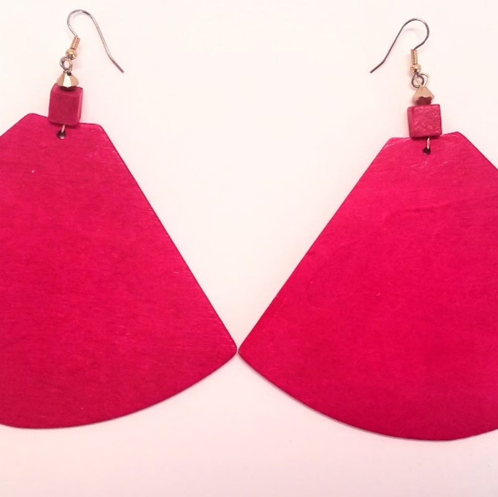 African Pink Wooden Earrings